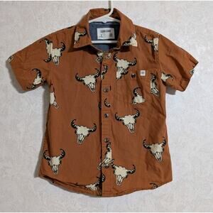 Sovereign Code Frenzy Shirt Longhorn Copper Short Sleeve Button Up Boys Size 5